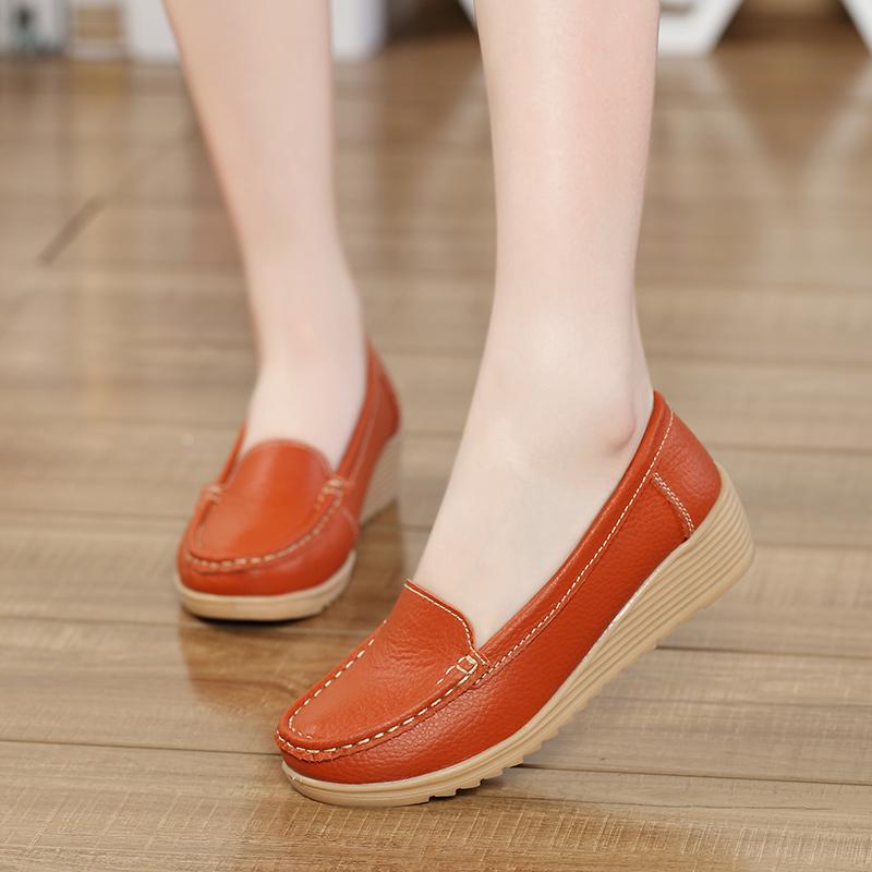 Soft-soled shoes Doudou shoes spring and autumn new mid-heel wedge heel platform hospital nurse shoes