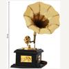 Premium Sparkle Square Gramophone Showpiece, Brown & Gold, Black, Brass - 23 Cm