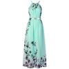 Floral Print Halter Chiffon Long Dress Women Dresses Sexy Casual Beach Dress