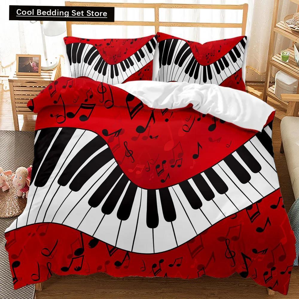 

Пододеяльник с музыкальным принтом Музыка с музыкальным ключом G-Clef Черный комплект постельного белья для двоих с музыкальным инструментом Монохромный креативный ритмичный декоративный полиэстеровый чехол для одеяла EU single(135x200cm)