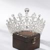 European wedding retro baroque large crown white rhinestone round queen crown full crown