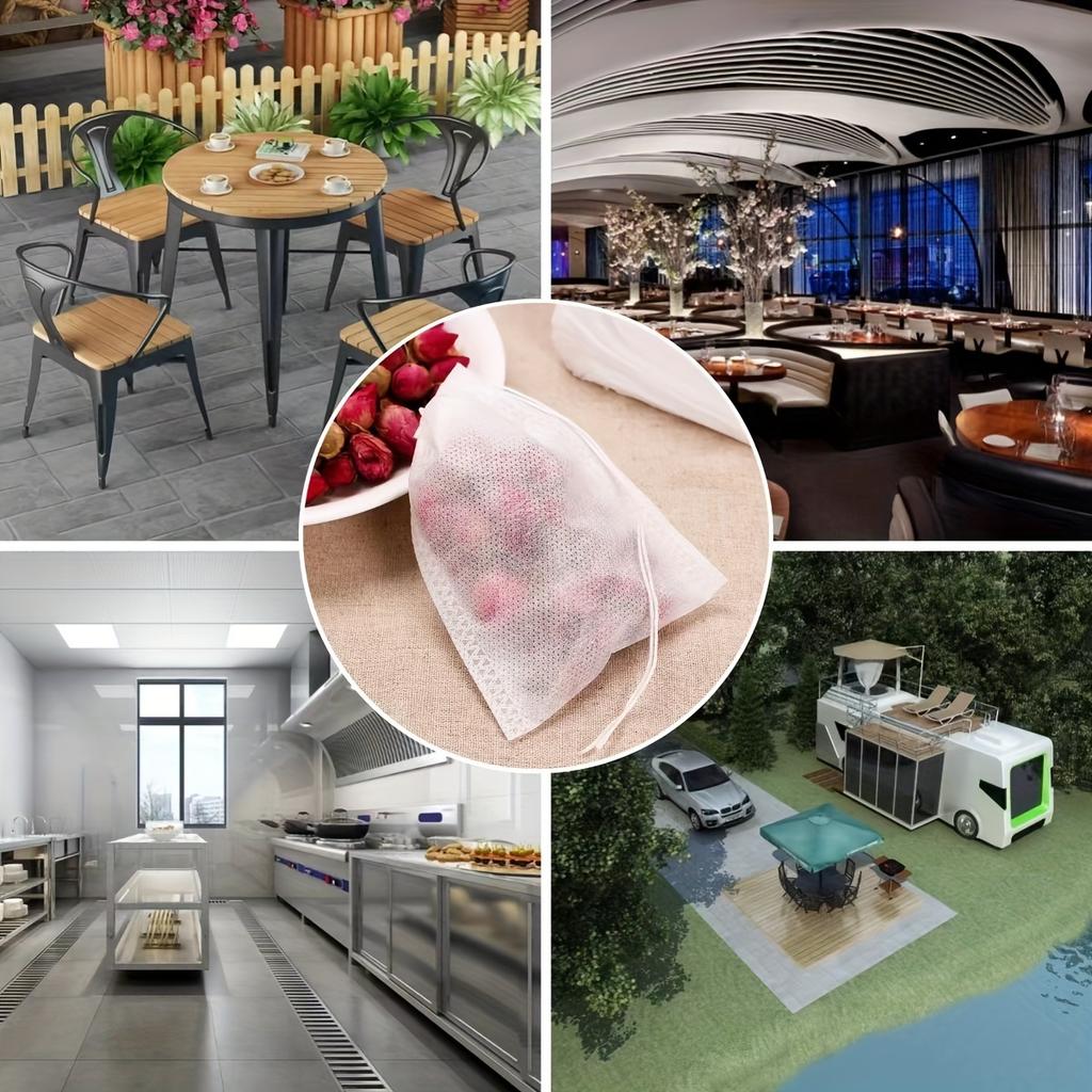 100 шт. одноразовых чайных фильтр-пакетов, нетканых, прозрачных, идеально подходят для отелей/коммерческого использования - Кухонные и ресторанные принадлежности