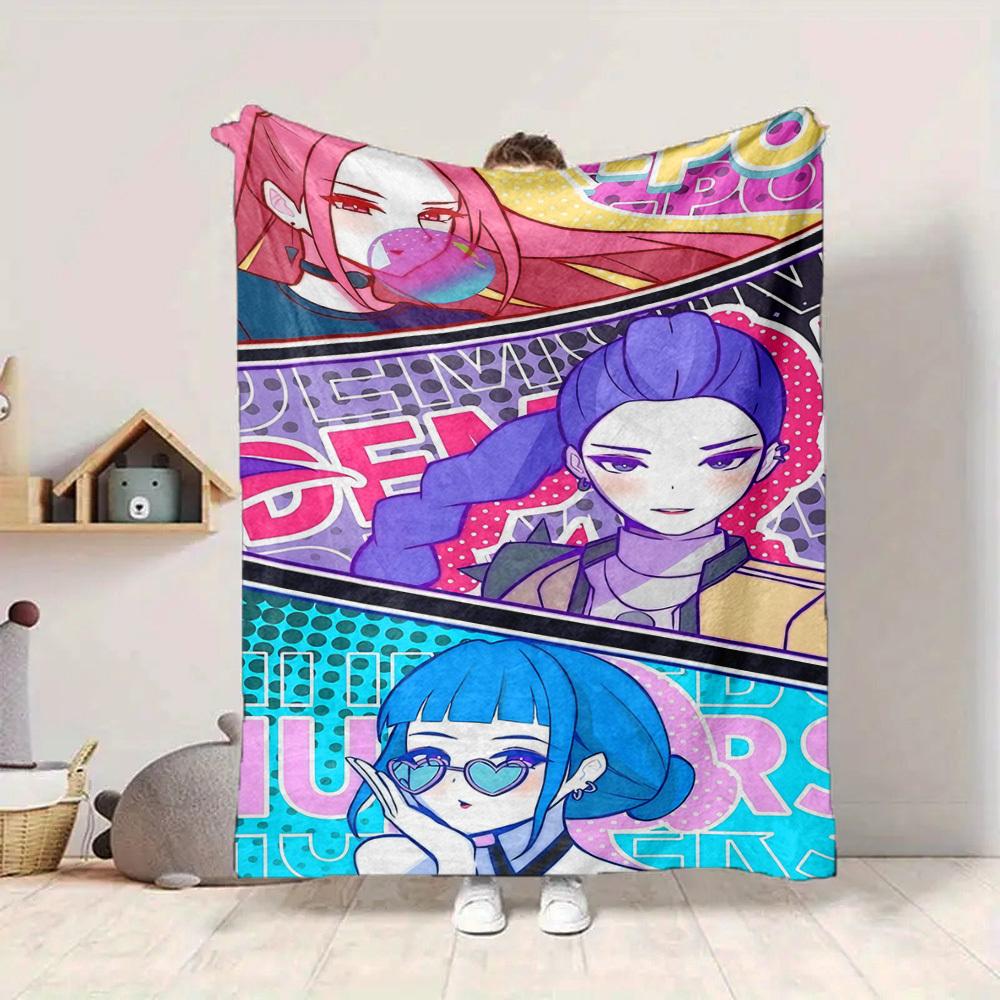 1pc K Pop, Demon Hunter Soft Comfortable Blanket Digital Print, All Season Multipurpose Knit Fabric Bedding, Office, Sofa Home Decor Blanket