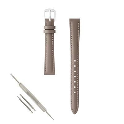 BAMBI Genuine Leather Watch Leather Replacement Watch Silver Strap, 8mm, 10mm, 12mm, 14mm, 16mm, 18mm, 20mm, Band, Strap, Gray, Buckle, BCE050GF-S