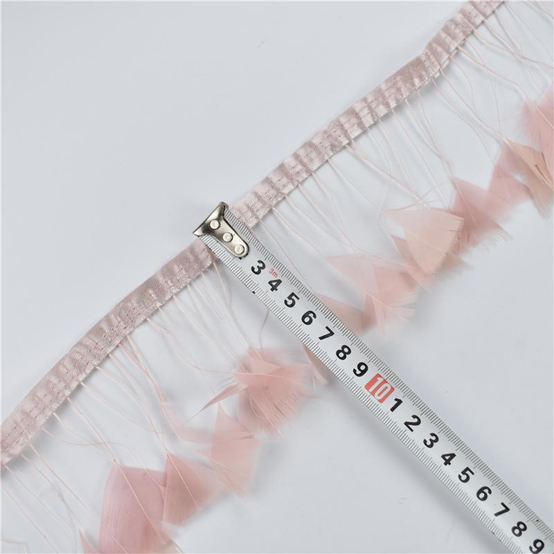 2Meters Leather Pink Ostrich Feather Trims Fluffy Turkey Feather Boas Goose Plumas Fringe Ribbon for Needlework and Handicrafts