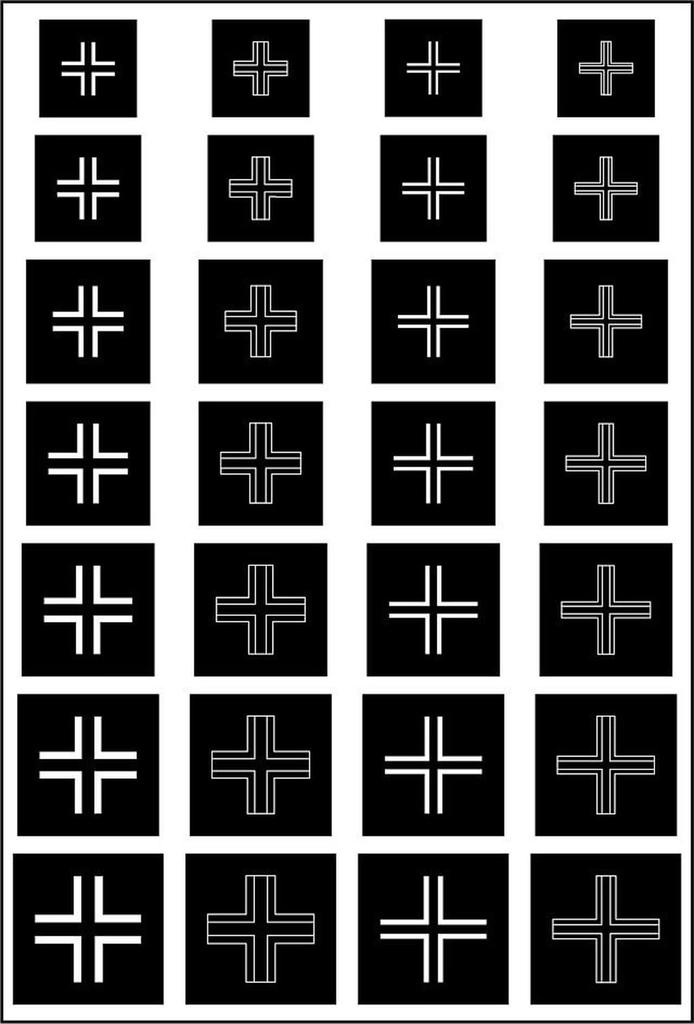 RT Diorama Solid Scale Balkenkreuz II Masking Stickers for Plastic Models 1/35 6-12mm (4 Types) (RTDSOLMRK009-35)