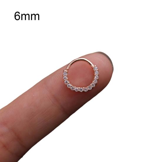 1 Stück Damen-Cubikzirkonia-Intarsien-Reifen-Nasenring, Huggie-Ohrring, Piercing-Schmuck