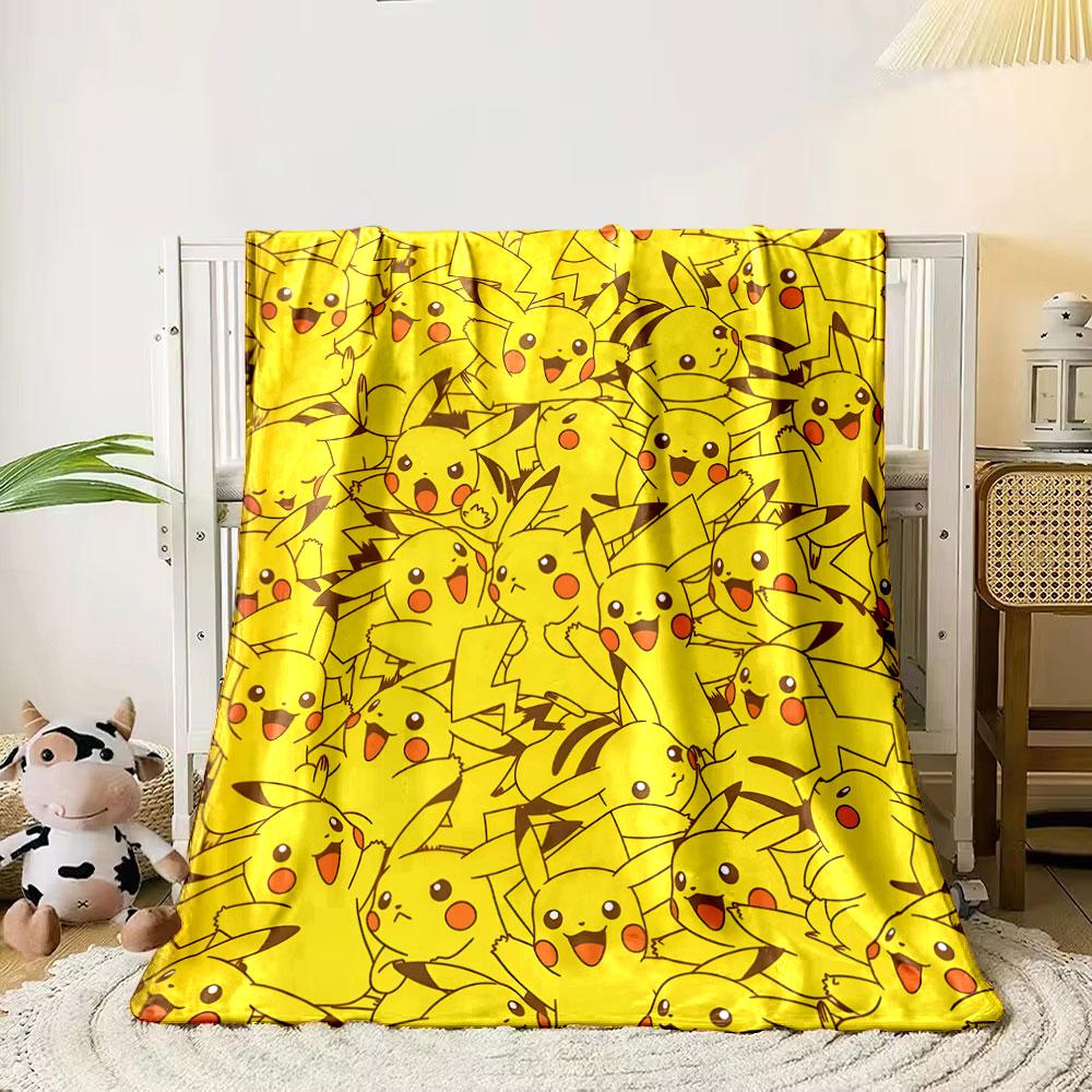 A dense, repeating pattern featuring happy, yellow Pikachu characters. for all seasons blanket lunch break throw gift 80cm x 120cm