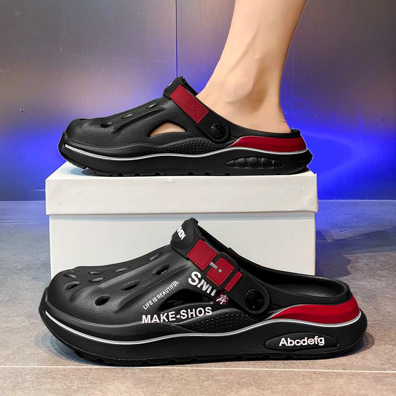 Sommer Herren Clogs Rutschfest Dicksohlige Freizeitschuhe Oberbekleidung Strand Weichsohlige Baotou Hausschuhe Herren Hausschuhe Sandalen