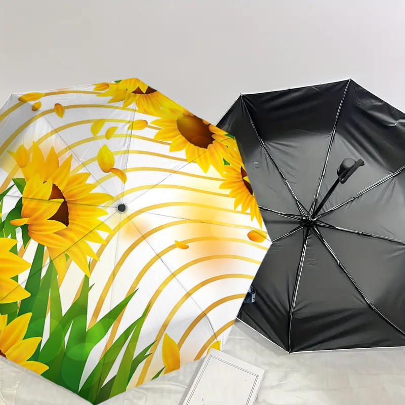 1PC Sunflower Field Umbrella-8-Rib Reinforced, Automatic Open, Lightweight & Durable, Cute Fashion Accessory for Outdoor-F2669