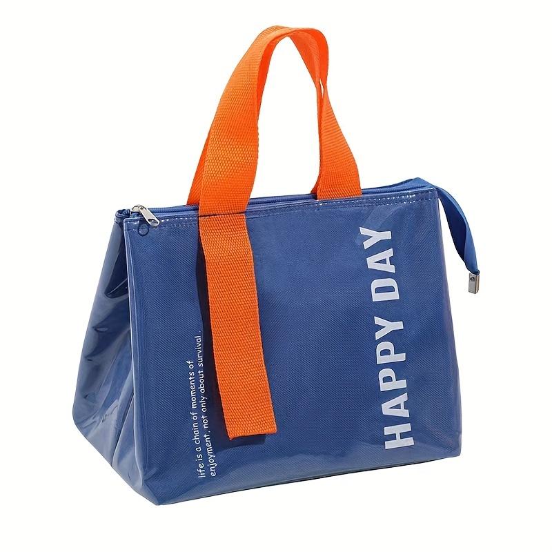 1pc Insulated Lunch Bag,PET Material,Square Shape,Large Capacity Portable Bento Box Carrier with Thermal Ware, with Hand Wash Operation Instruction