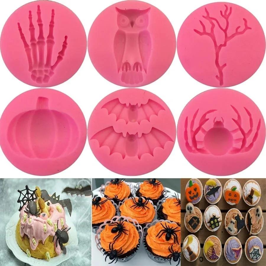 Halloween Silicone Cake Molds Pumpkin Owl Bat Bakeware Decorating DIY Soap Molds Spider Mold Chocolate Molds