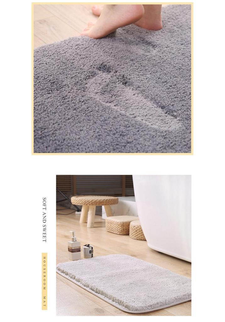 Thickened Anti-Slip Bathroom Floor Mat: Water-Absorbent Plush Doormat for Toilet, Entrance, and Bedroom