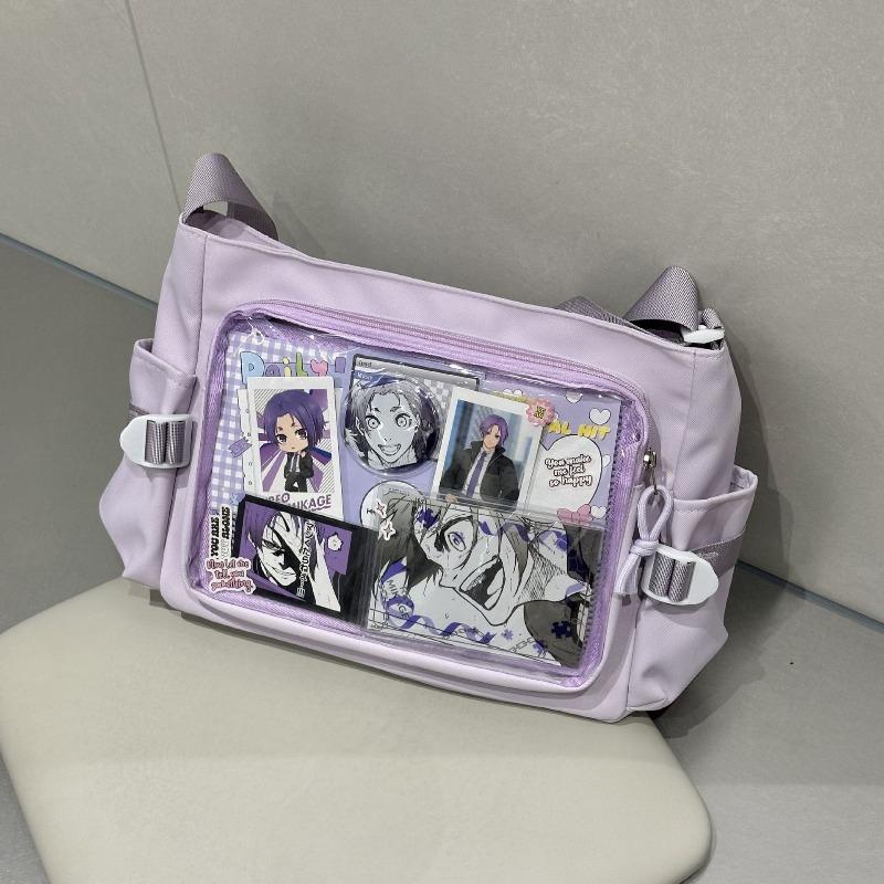 Original Daily Versatile Transparent Shoulder Canvas Campus Women's Pain Bag Food Amount Crossbody Pain Bag ()
