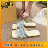 New thick heel casual fashion cool slippers women's shoes 2025 summer new square head low heel one-word versatile slippers women