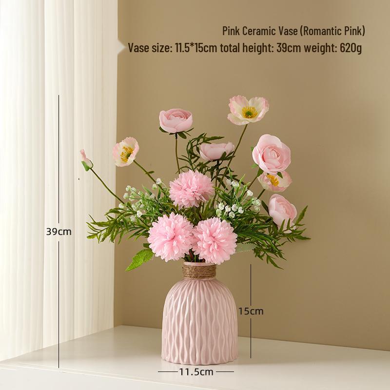 Yapay Çiçek Aranjmanları İçin Zarif Seramik Vazo - Oturma Odası veya Yemek Masası Dekorasyonu İçin Mükemmel