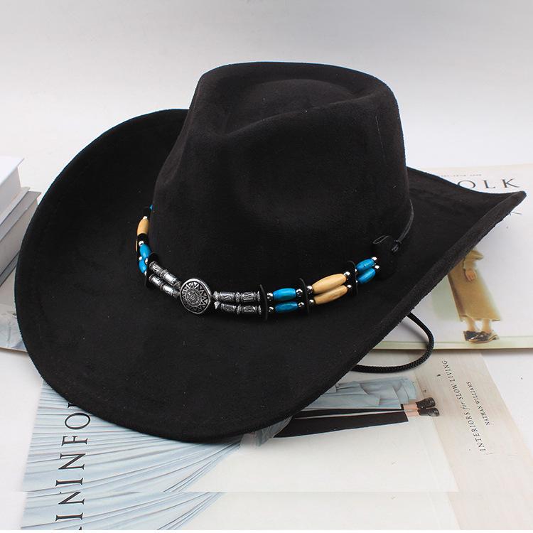 Western Cowboy Style Tibetan Fashion Top Hat Autumn/Winter New Collection Deer Skin Velvet Large Edge Riding Hat