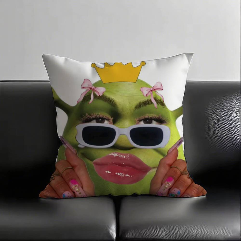 1pc Cute Funny S-Shrek Pillow Case Fashion Square Pillowcase Bedroom Sofa Room Ins Decoration Leisure