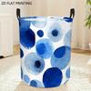 1pc Foldable Laundry Basket with Blue Dot Pattern - Multifunctional Round Storage Box Suitable For, Room, Dorm, Bathroom | Decorative with Sturdy Hand