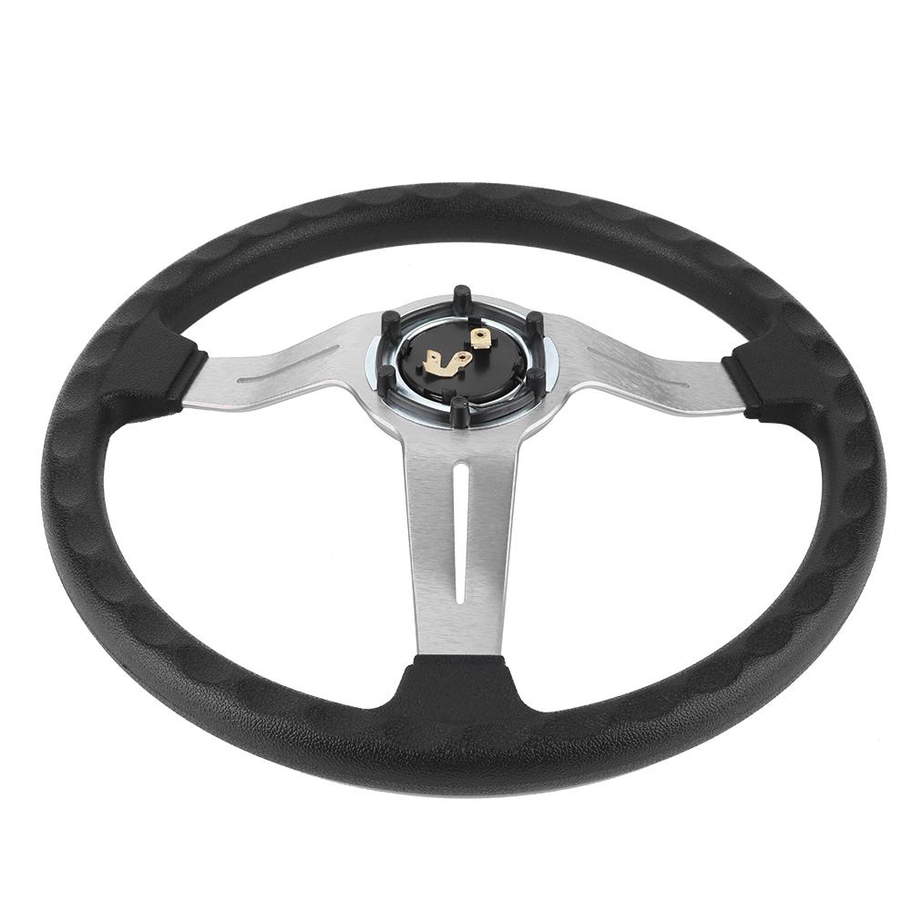 14in Universal Steering Wheel Racing Car PU Leather Aluminium Alloy W Horn Button ModifiedSilver