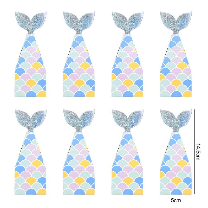 10Pcs Mermaid Tail Paper Candy Box Gift Bags Popcorn Boxes Kids Little Mermaid Birthday Party Decoration Baby Shower Supplies