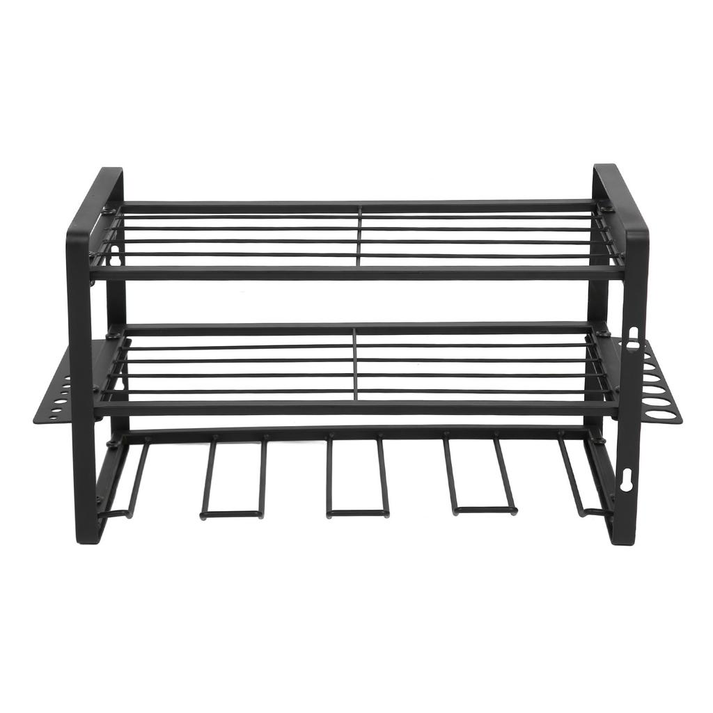 Organizator burghie Negru Suport burghie Capacitate portantă 150lb Montare pe perete Raft pentru scule cu accesorii complete