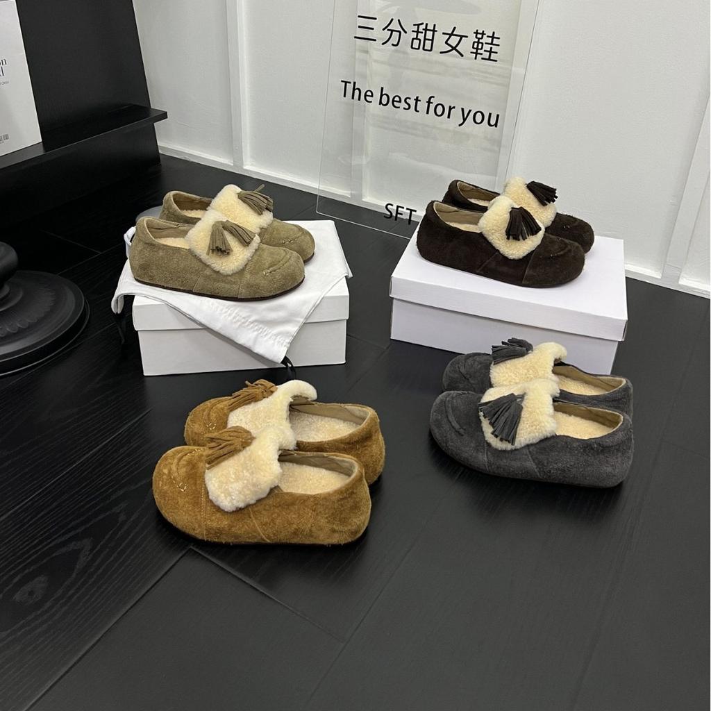 Women's Large Size Soft Sole Heightening Winter Warm Fur One Anti-slip Snow Boots Fluffy Lined Ankle Boots Outdoor Sports Fur Leather Shoes