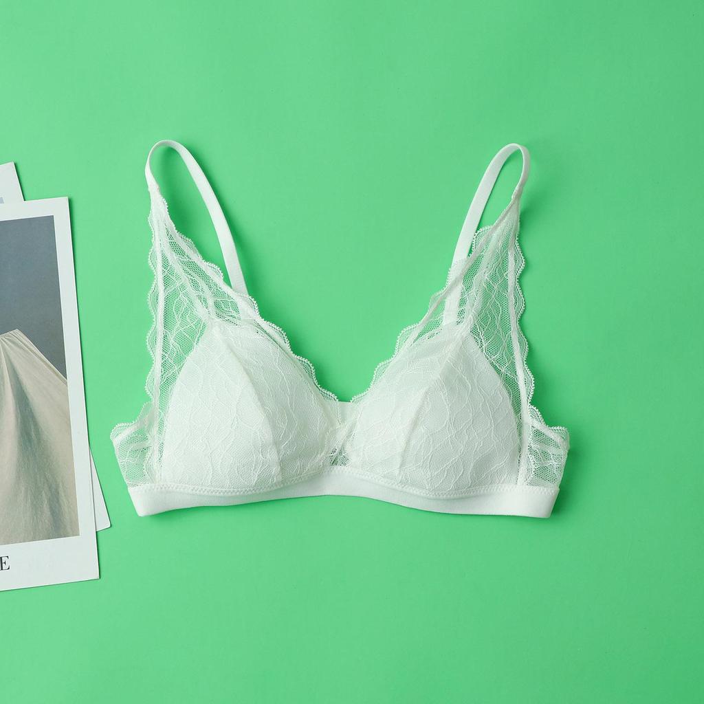 Triangle Cup Lace Wireless Bra - 100% Mulberry Silk, Sexy & Lightweight for Summer