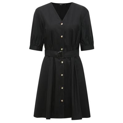 Women's Puff Sleeve V-Neck Shirt Dress
