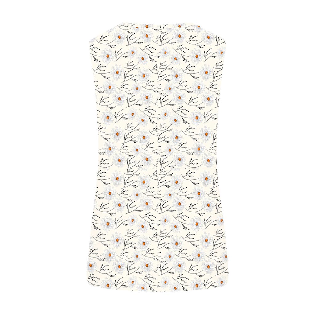 T-shirt estiva con stampa floreale per donna Top casual girocollo senza maniche gilet attorcigliato