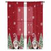 Christmas Gnome Christmas Tree Red Sheer Curtains for Living Room Decoration Window Curtains Kitchen Tulle Voile Curtains