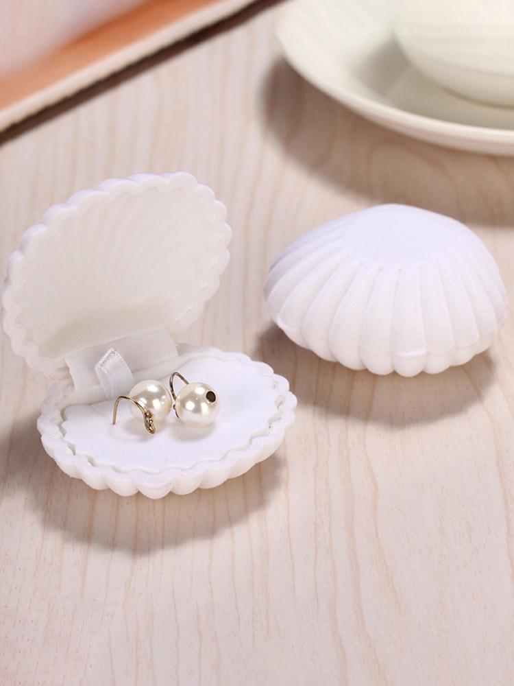1PC Shell Shape Velvet Jewelry Box Wedding Engagement Ring Box for Earrings Necklace Bracelet Display Pendant Gift Box storage