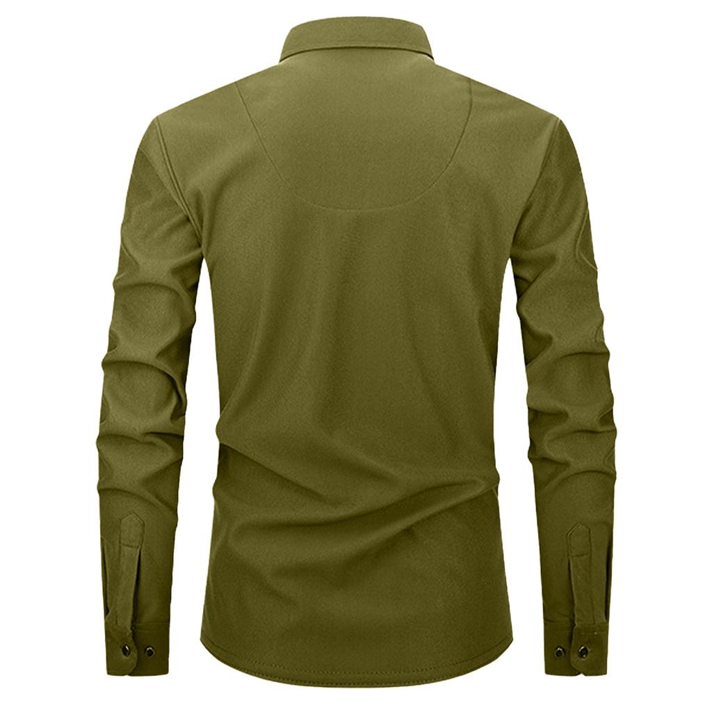 Men'S Shirt Paired With Casual Sports Warm Shirt And Double Pocket Jacket