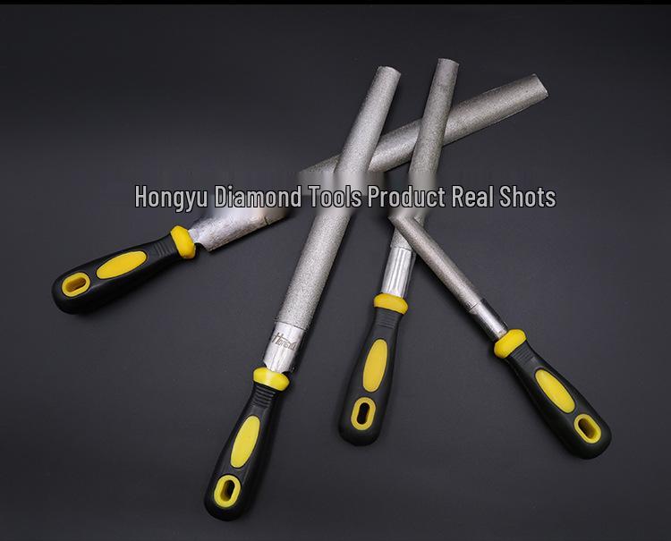 Hongyu Large Diamond Alloy Steel File Set: Flat, Triangular, Semi-Circular