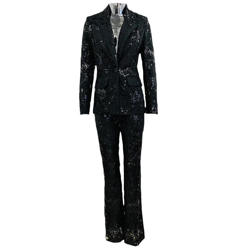 Completo e Pantaloni in Rete Ricamata con Paillettes di Alta Gamma - Collezione Primavera Inizio 2026