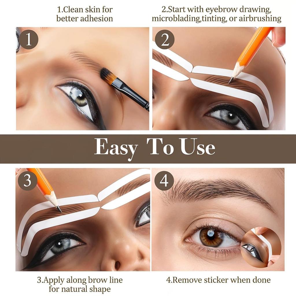 48 Pairs Eyebrow Stencil Stickers Disposable,Disposable Eyebrow Tape,Adhesive Eye Brow Stencils for Women,3 Shapes Eyebrows Tape Strips,Airbrush