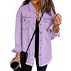 Women's Fashion Denim Shirt Jacket Milled Hem Button Casual Long Sleeve Jacket