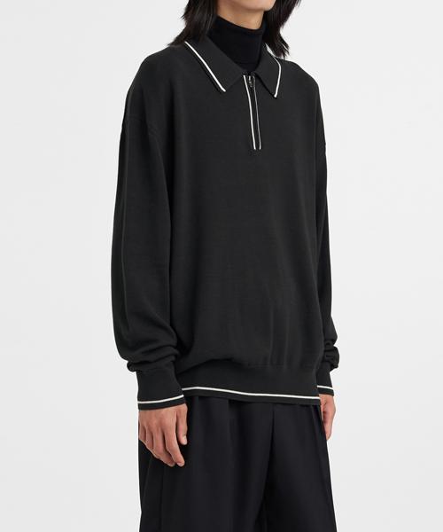 Youth Knit Zip Collar T-Shirt Charcoal Gray/L