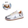 Leather women's autumn new flat-bottomed sneakers women's silver versatile comfortable women's shoes tide