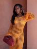 EDOLYNSA Sexy Cut Out Bell Sleeve Solid Knit Crochet Beach Maxi Dress 2024 Women Summer Chic Swimsuit Cover Up Elegant Party Outfit K23