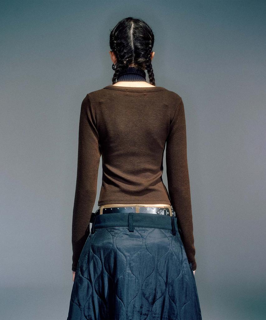 Beikeonteuakaibeu Jane Stud Bolero Knit Top Brown