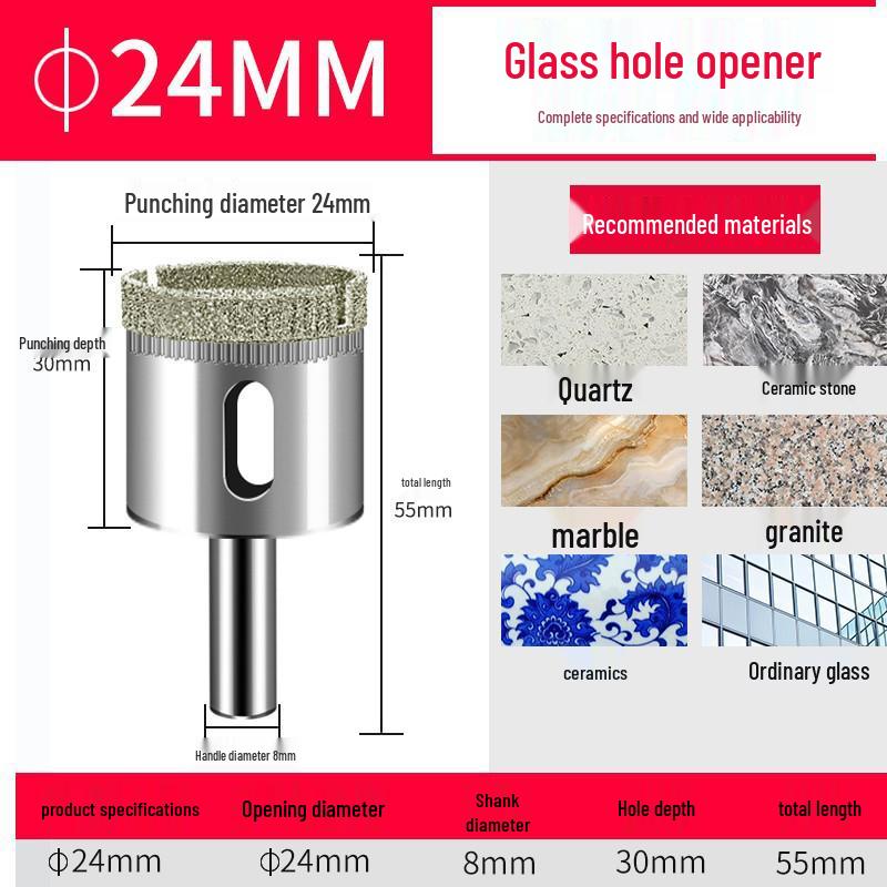 Emery Glass & Tile Drill Bit, 3-200mm Rotary Hole Saw for Marble