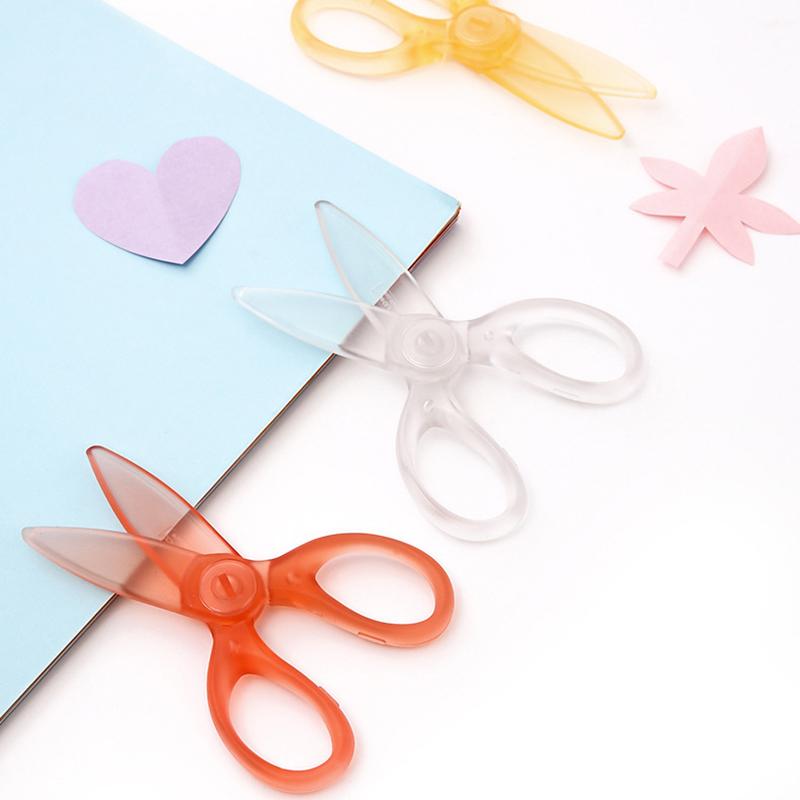 Transparent Safety Plastic Scissors Stationery Student Kids Diy Paper Cutting School Supplies