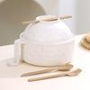 Microwave Ramen Bowl Cooker Set Wheat Straw Instant Noodles Bowl Handles,Ramen Noodle Cooker with Spoon Chopsticks Fork Camping