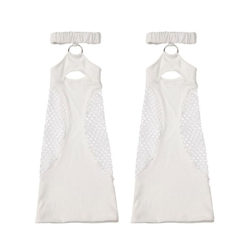 Women Harajuku Suspender Flared Leg Warmer Aesthetic Punk Garters Stockings Hollow Out Fishnet Leg Cover Streetwear