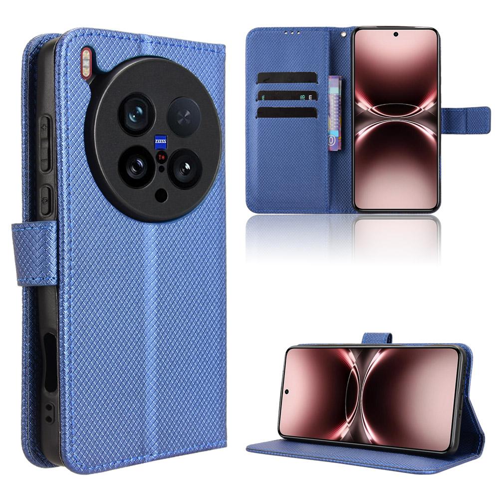 For Vivo X200 Ultra 5G Leather Wallet Case with Strap Diamond Texture Phone Cover
