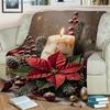 1pc Christmas Holiday Themed Evergreen Tree and Candle Printed Blanket, Strong Festive Atmosphere, Multiple Sizes Available, Autumn Thanksgiving Chris