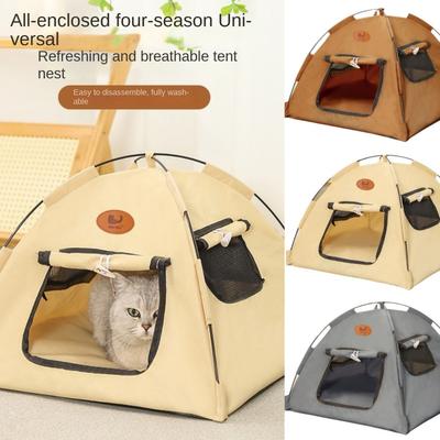 New Foldable Pet Cat Tent Large Closed Design Cat House Breathable Stable Cat Sleep House Indoor Use