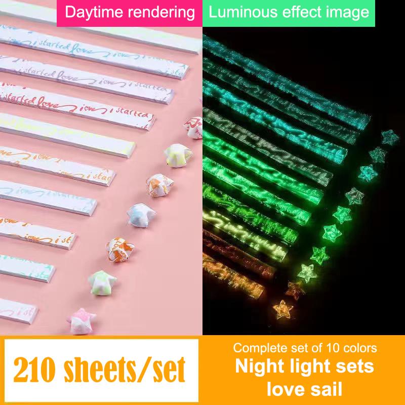 210 Sheets Luminous Origami Paper Stars Cute Folding Paper Lucky Star Origami Star Paper Strips For Diy Hand Paper Arts Crafts