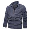 Jacket Men's Spring and Autumn Pure Color Washed Cotton Retro Loose Plus Size Casual Jacket